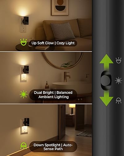 Miniatura 2 de AUVON Luces nocturnas LED enchufables a la pared, luz nocturna regulable con sensor de movimiento, sensor de atardecer a amanecer y diseño