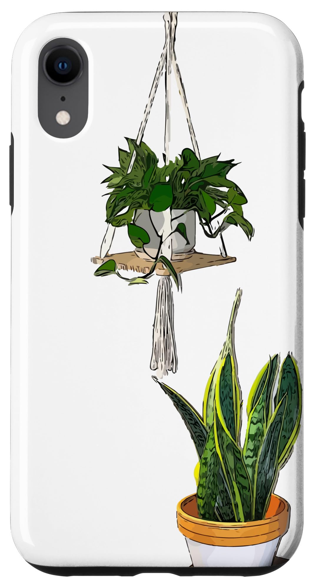 Modern Hanging Pothos and Snake Plant Case for iPhone XR