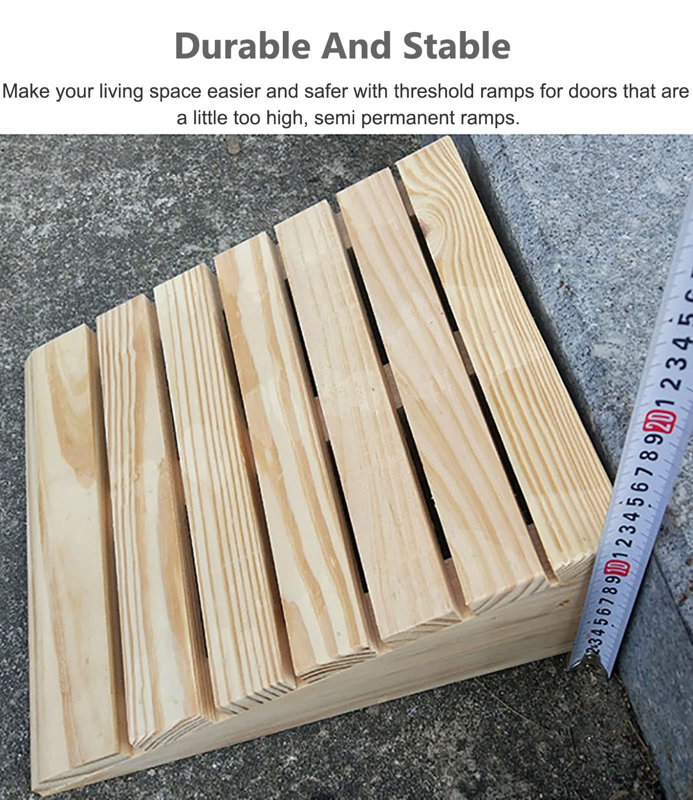 Hölzerne Schwellenrampe, 5 Zoll/ 6 Zoll/ 7 Zoll Anstieg Rollstuhlrampen für Türen, rutschfeste Einstiegsrampen für Haus-/Haustüren (Size : 50x45x18cm/19.7x17.7x7in)