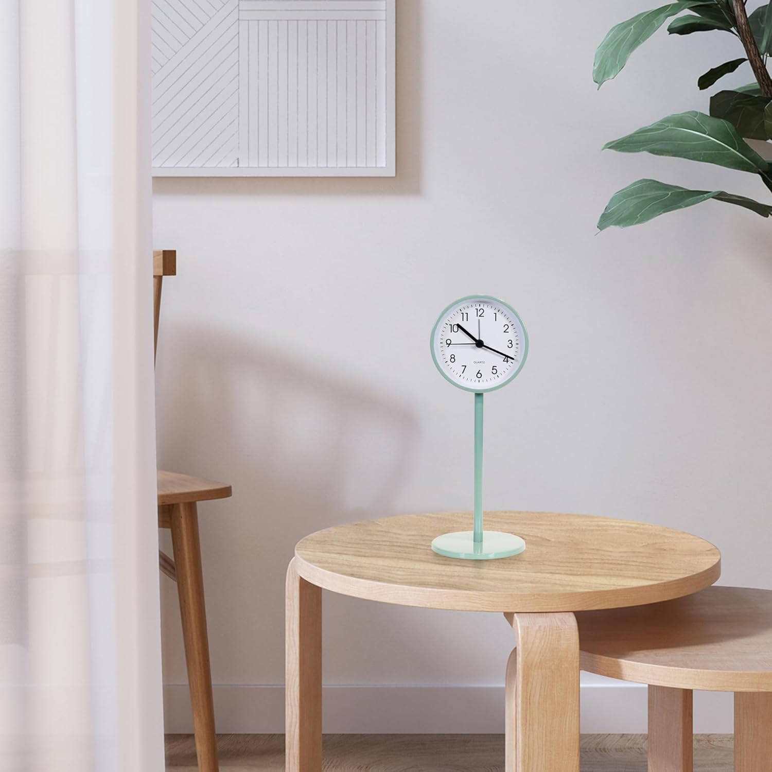 QIYAODECO® 3.2" Analog Alarm Clock,Small Retro Desk Clock Battery Operated,Slient Metal Table Clock with Light for Living Room Decor,Bedroom,Bedside,Shelf (Green)