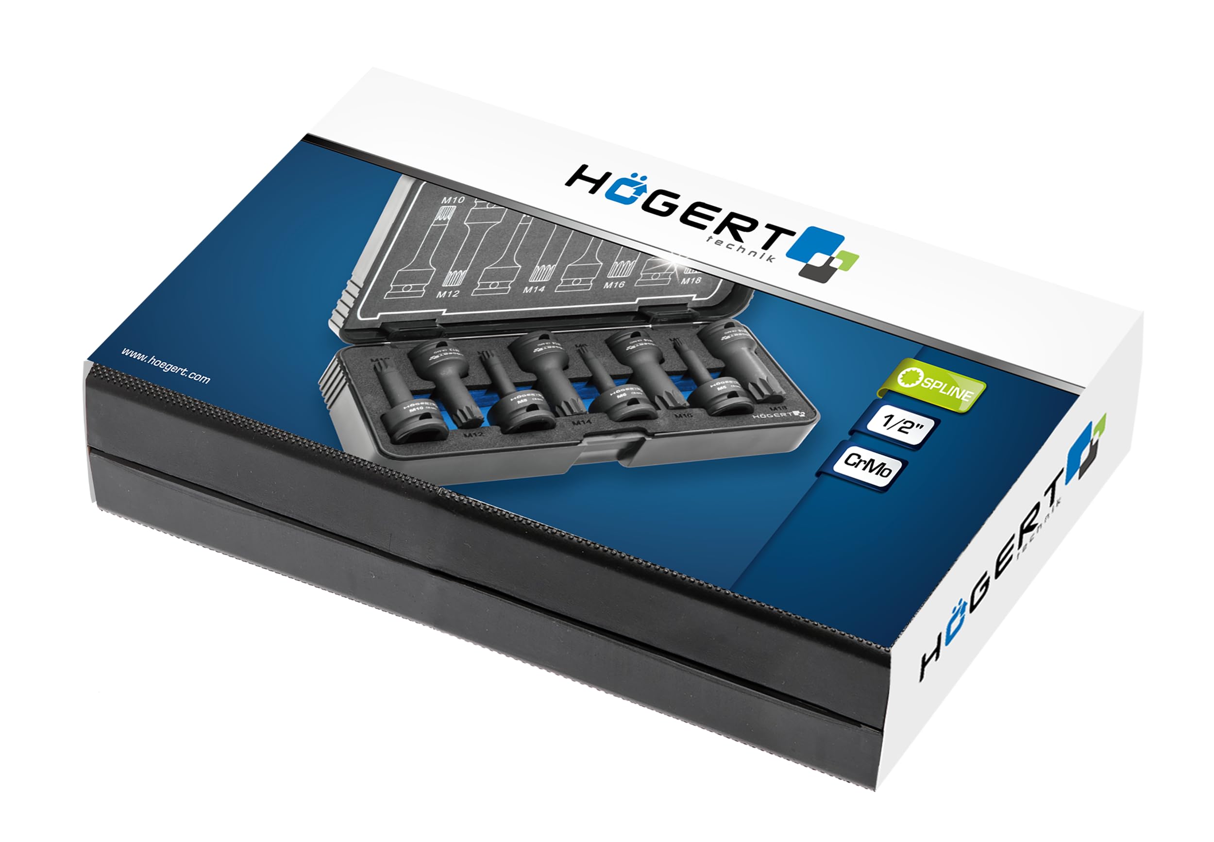 Högert Tecnica – Avvitatore a percussione ad aria compressa Torx, 8 pz. 1/2", CrMo – cacciavite a percussione TORX per il servizio auto e meccanico.