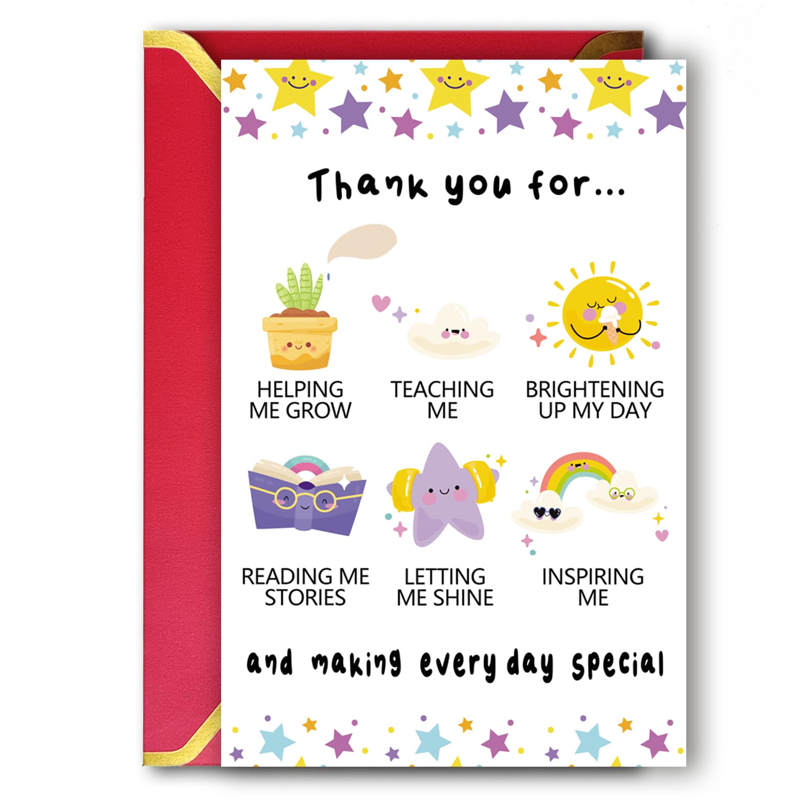 Ziwenhu Cute Thank You Card for Teachers, Lovely Appreciation Card Gifts for Women Men, Thank You Teacher Gifts from Students, Daycare Teacher Gifts, Teacher End of Term Card Gift