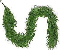 Vista 1 de GLLBTPT Guirnalda de pino Norfolk de Navidad, guirnalda verde artificial de 6 pies, decoración navideña para exteriores e interiores para escaleras