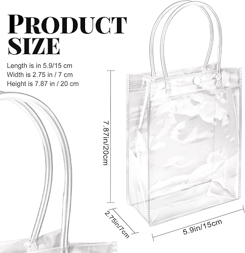 Miniatura 2 de BadenBach 24 bolsas de regalo de plástico transparente con asa, 5.9 x 7.9 x 2.8 pulgadas, bolsa de regalo de PVC transparente reutilizable para