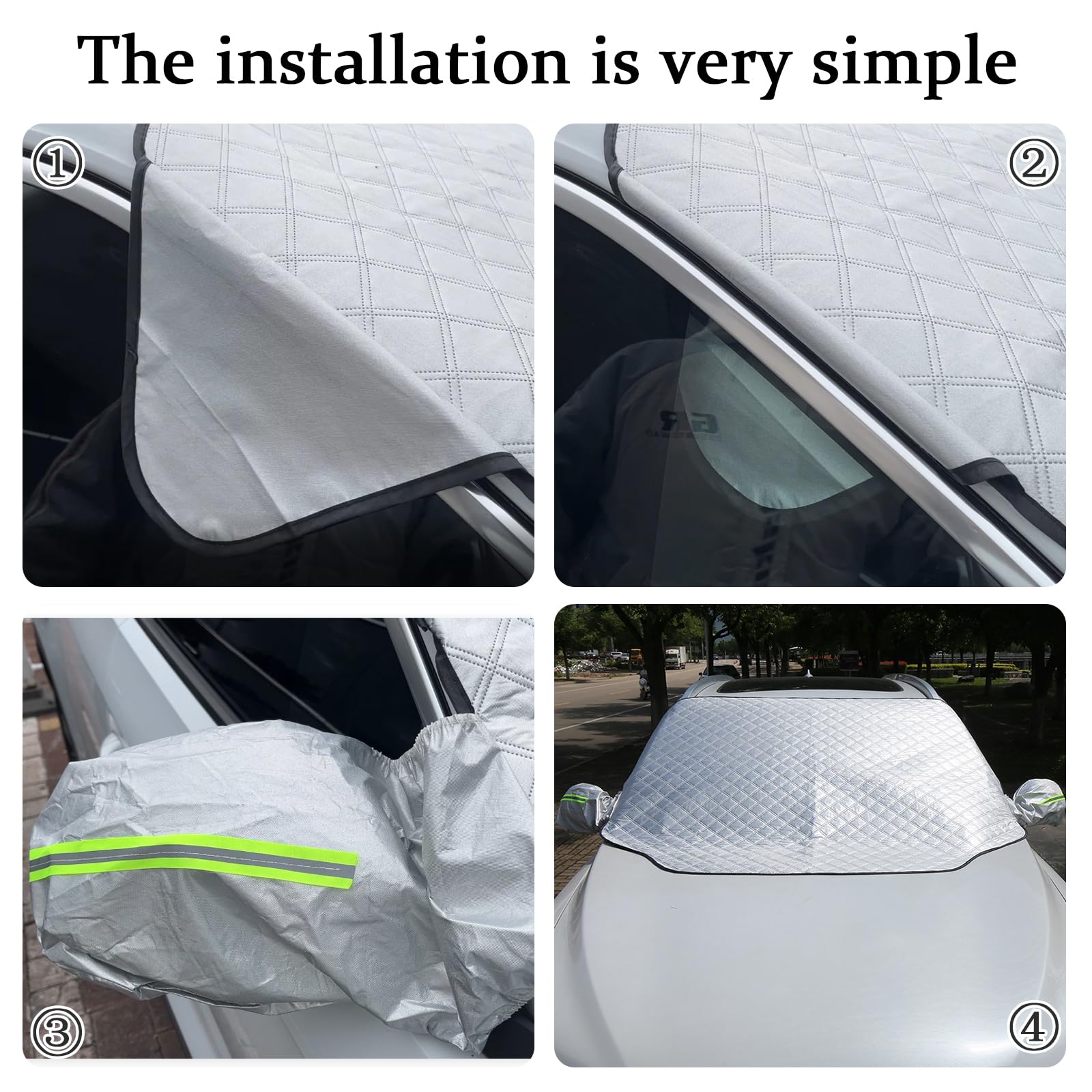NEWUPZSI Voorruitafdekking Winter Auto Magnetische Ruitafdekking Voorruit Vorstbescherming Zonwering Windscherm IJsbescherming Afdekking 147 x 126 cm