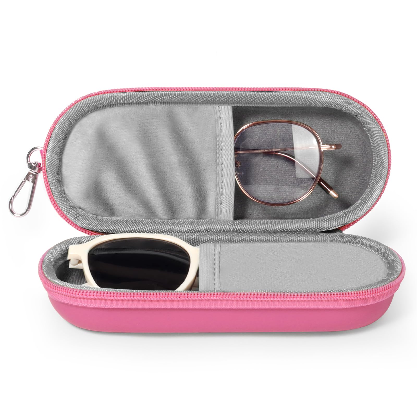 Double Eyeglasses Case, Dual Glasses Sunglasses Organizer with Zipper Closure, Eyewear Storage Box for Men Women Travel
