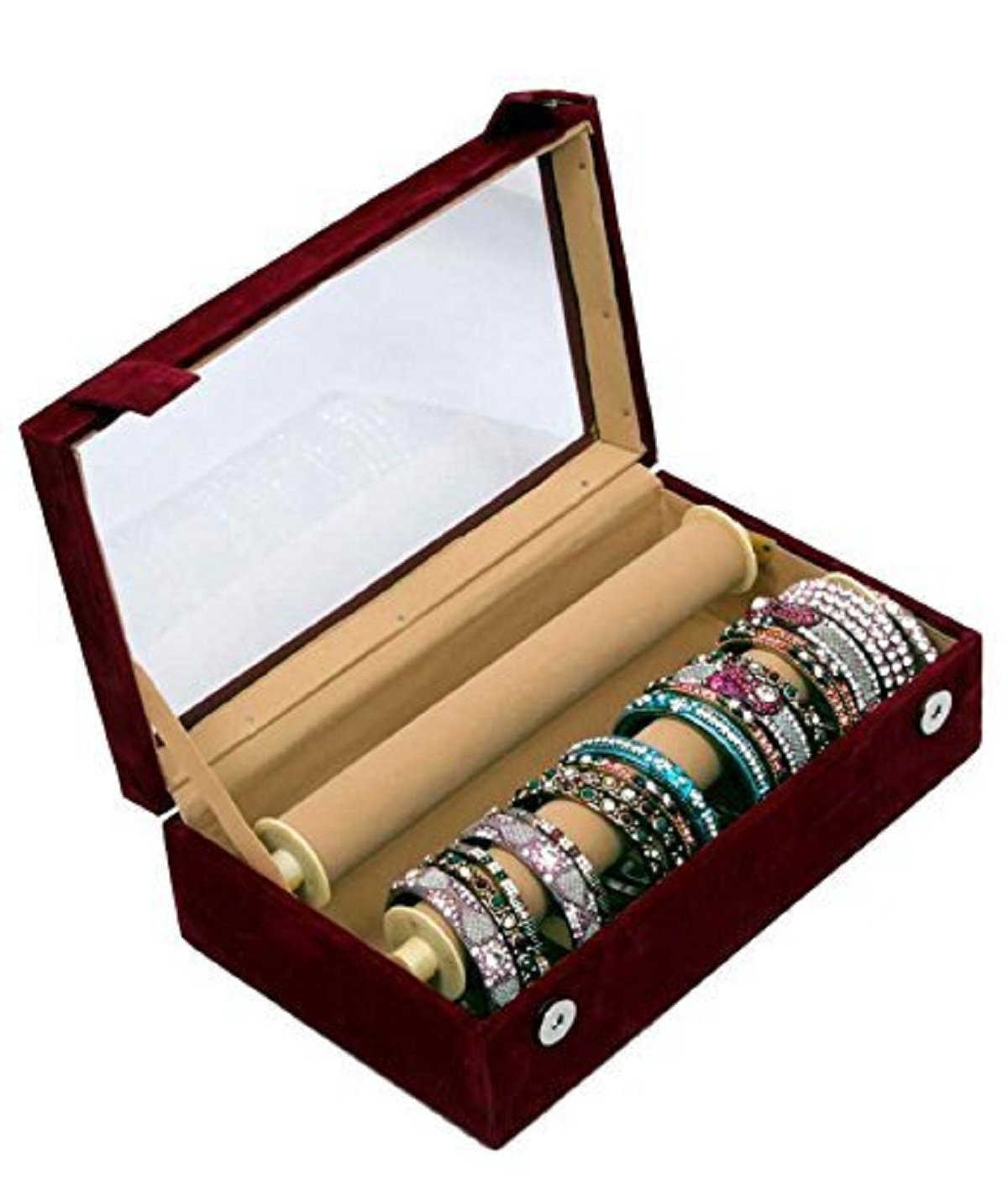 Kuber IndustriesKUBER INDUSTRIES 2 Roll Transparent Bangle Organizer Box Velvet Coated Jewelry Storage Case L x B x H (cm) 28.75 x 17.25 x 9.2