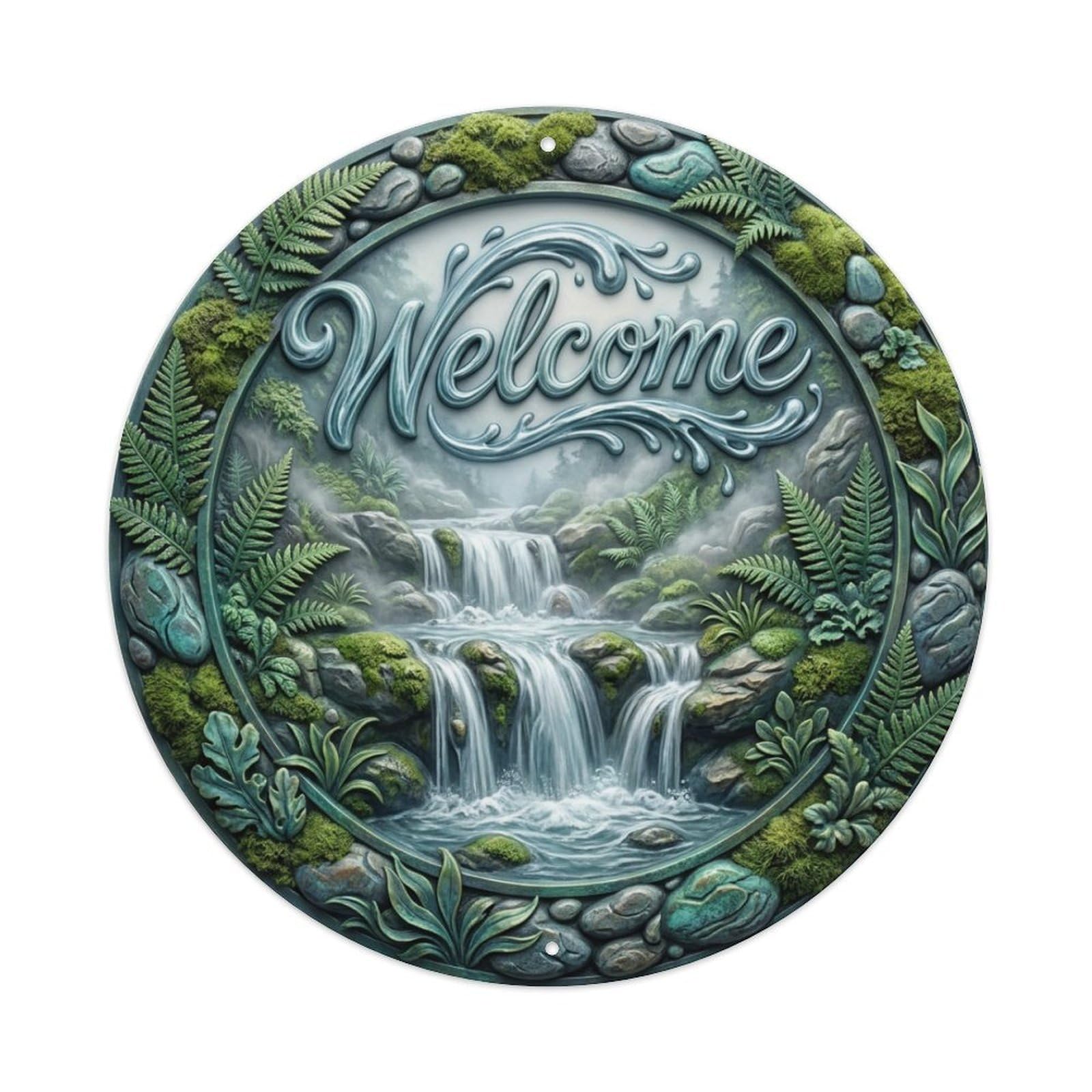 Metal Tin Sign Waterfall Nature Welcome Mountain Fresh