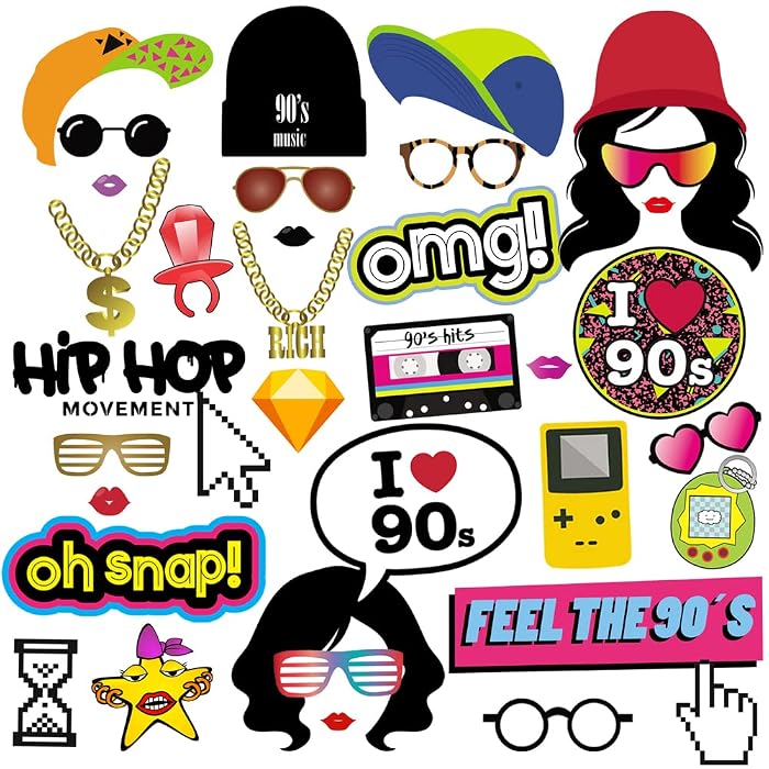 Props For A Rapper Buy 90s Photo Booth Props, 90s Party Decorations by Tvorvik, 37pcs Hip ...