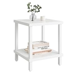 Large End Table Square Side Table Modern Sofa Table 20 Inch Industrial Coffee Table NightStand with 2-Tier Storage