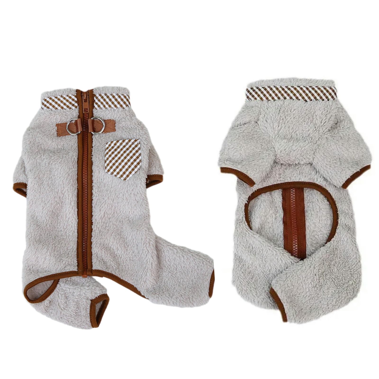 UOSIA Warm Dog Snow Coat - Full Body Winter Pajamas Puppy Soft Thermal Bodysuit With Legs And Harness For Small Medium Dogs
