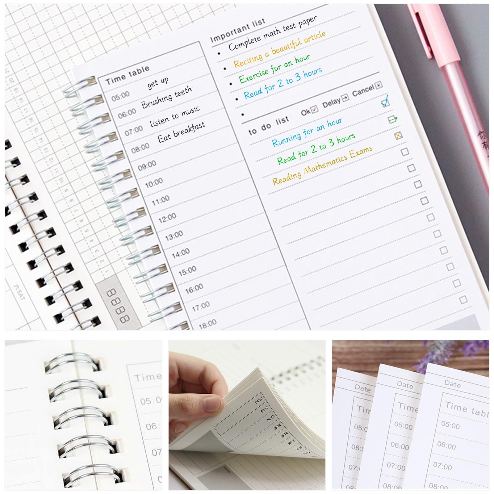 To Do List Bloc Note Daily Planner A4 Cahier Spirale Agenda Journalier 19 cm x 13.2 cm