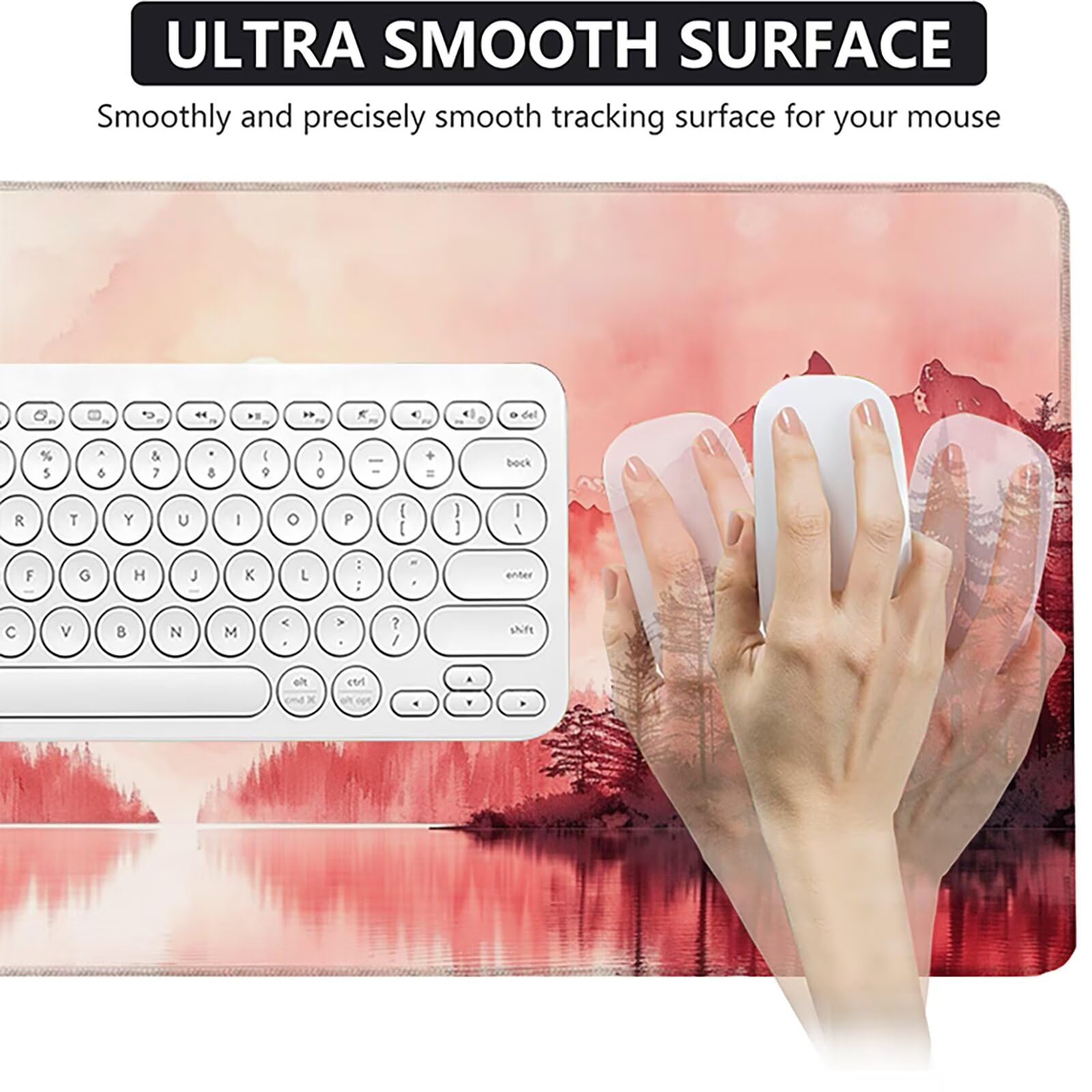 Amanecer Alfombrilla Ratón Gaming XXL 1500x800mm, Alfombrilla Gaming Rosa Mousepad con Base de Goma Antideslizante, Impermeable Desk Mat para Teclado y Raton, Accesorios Gaming, Regalos de Hombre 8-G