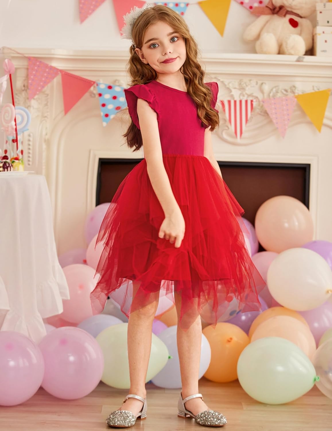 Arshiner Toddler Girls Tutu Dress Summer Irregular Hem Tulle Formal Party Dresses - Image 3