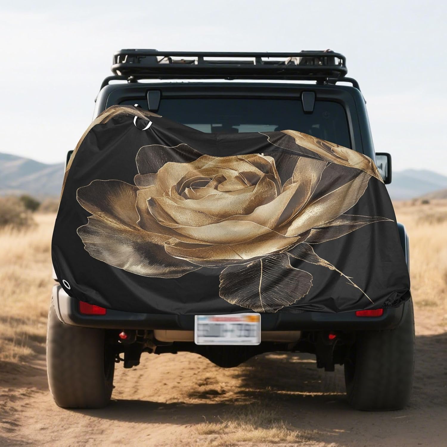 ALAZA Crystal Gold Rose Flower Bike Cover Waterproof Outdoor Ebike Bicycle Covers Tarp Protection for 1/2 Bikes, Sun UV Dust Wind Proof