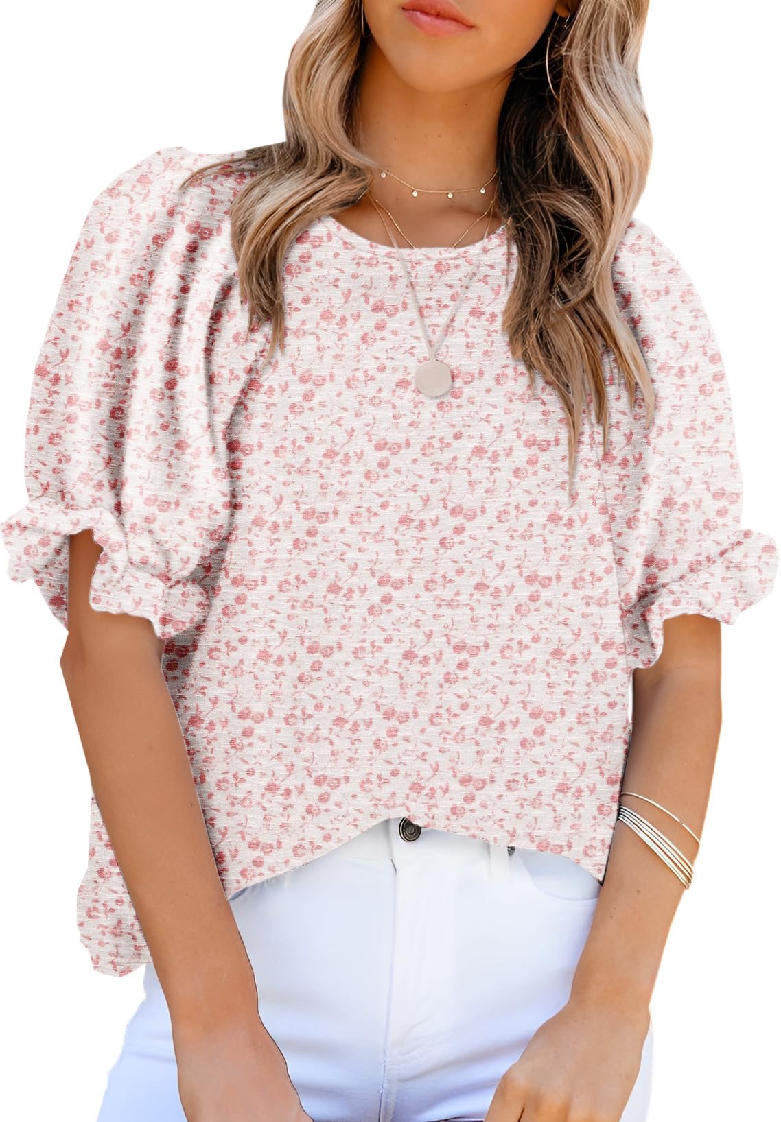 CHICZONE Womens Short Sleeve Shirt Boho Summer Fashion Blouses Flowy Loose Babydoll Tops