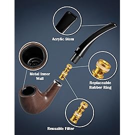 Joyoldelf Tobacco Pipe Set, Short Handle Curved Smoking Pipe with Foldable Pipe Stand Holder, Pipe Starter Kit for Beginner with Gift Box and Accessories