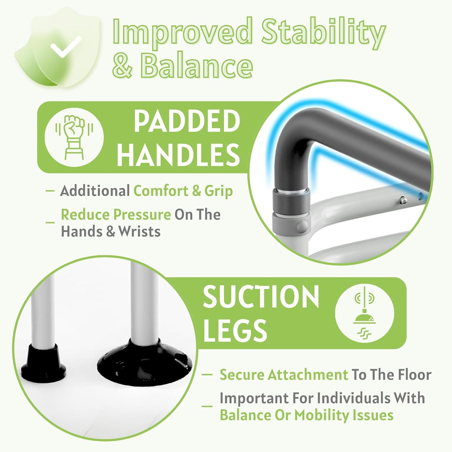 Toilet Safety Rails for Seniors - Adjustable & Foldable Medical Toilet Safety Frame - Heavy Duty Stand Alone Toilet Handles Support for Elderly Disabled & Handicap - Fits Most Toilets (380 lb)
