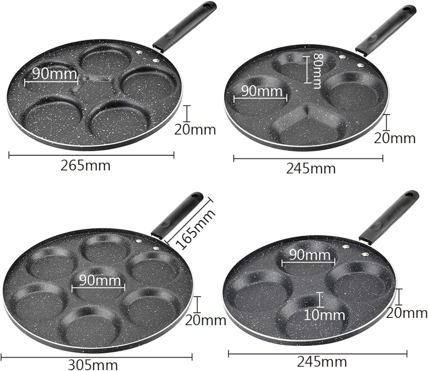 Frying Pans Frying Pot Breakfast Maker Egg Ham Pans Thickened Omelet Pan Non Stick Steak Pan 1Pcs 5 Hole