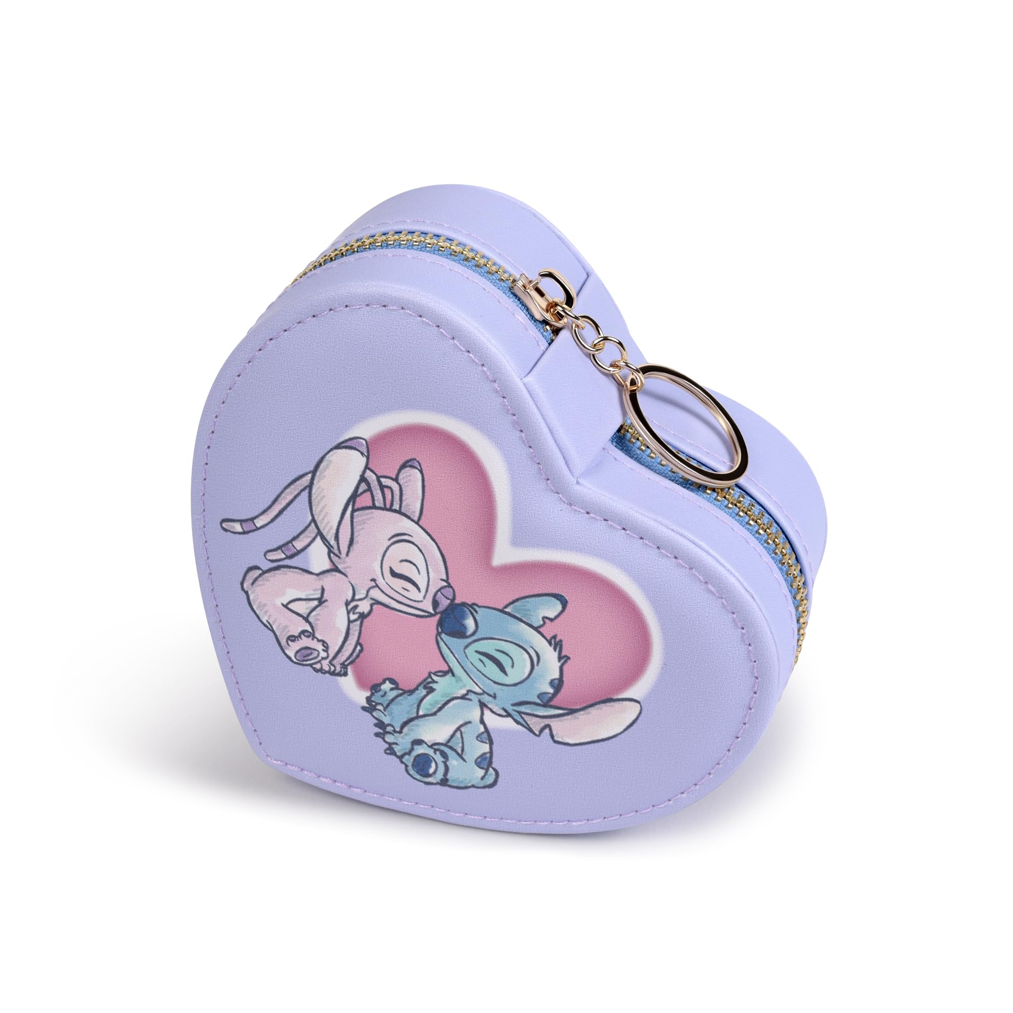 Disney Stitch & Angel Zip Up Love heart Jewellery Box, Light Purple - Image 4