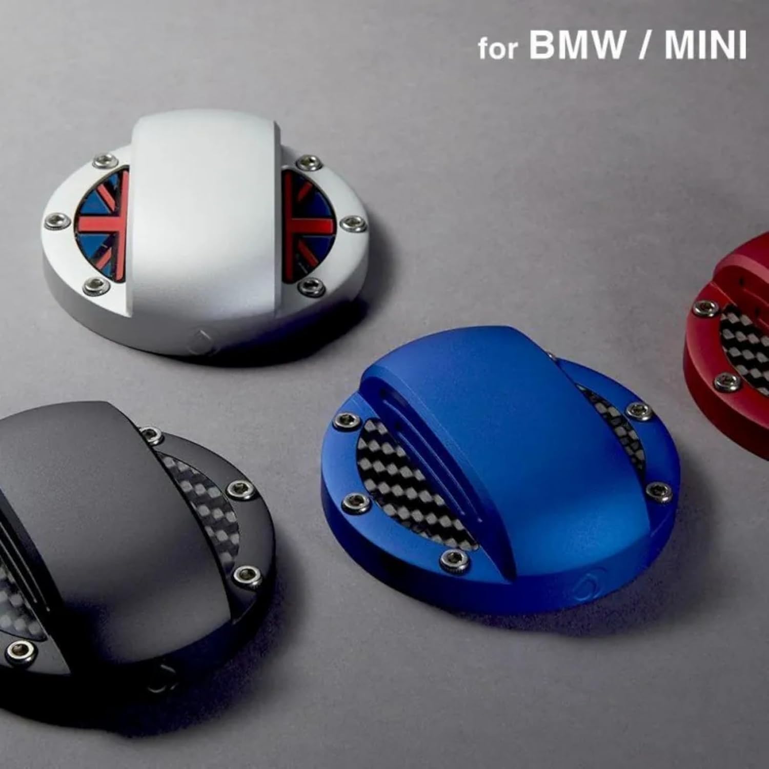 for BMW/MINI/GR Supra (A90/A91), Aluminum Fuel Cap Cover, A6061 Aluminum & Toray Carbon Fiber, Premium Anodized Finish, Easy Stick-on Installation, Made in Taiwan