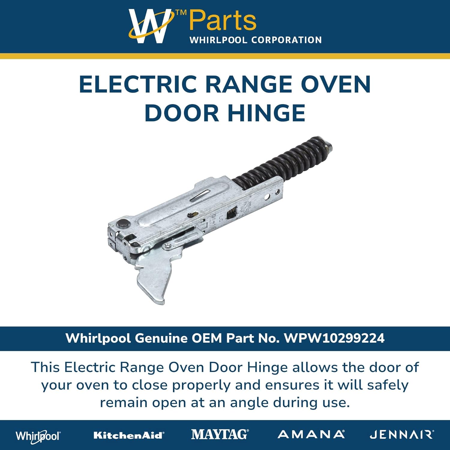 Whirlpool WPW10299224 Genuine OEM Electric Range Oven Door Hinge Replacement Part - Replaces W10299224