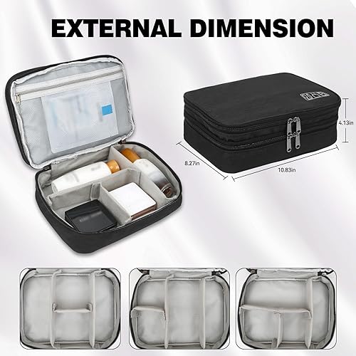 Miniatura 3 de MANGOCAT Bolsa de maquillaje de tres capas con cremallera doble, Púrpura