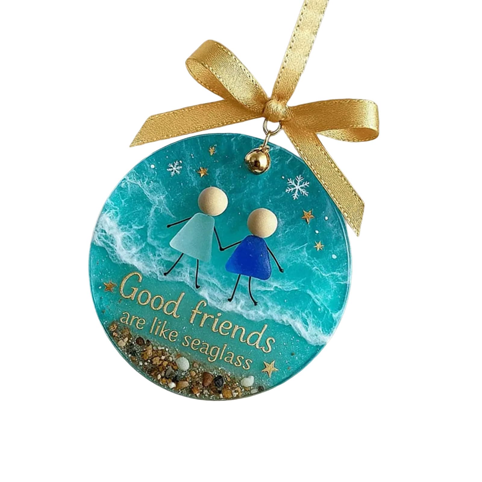 hogtnd Artistic Sea Glass Friendship Bells Handmade Christmas Decoration for Home Office Christmas Party Supplies Friendship Bells Christmas Decoration