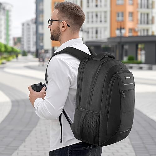 Miniatura 7 de Mochila para hombres y mujeres, mochila escolar para adolescentes, mochila negra para niños con puerto de carga USB para laptop de 15.6 pulgadas,