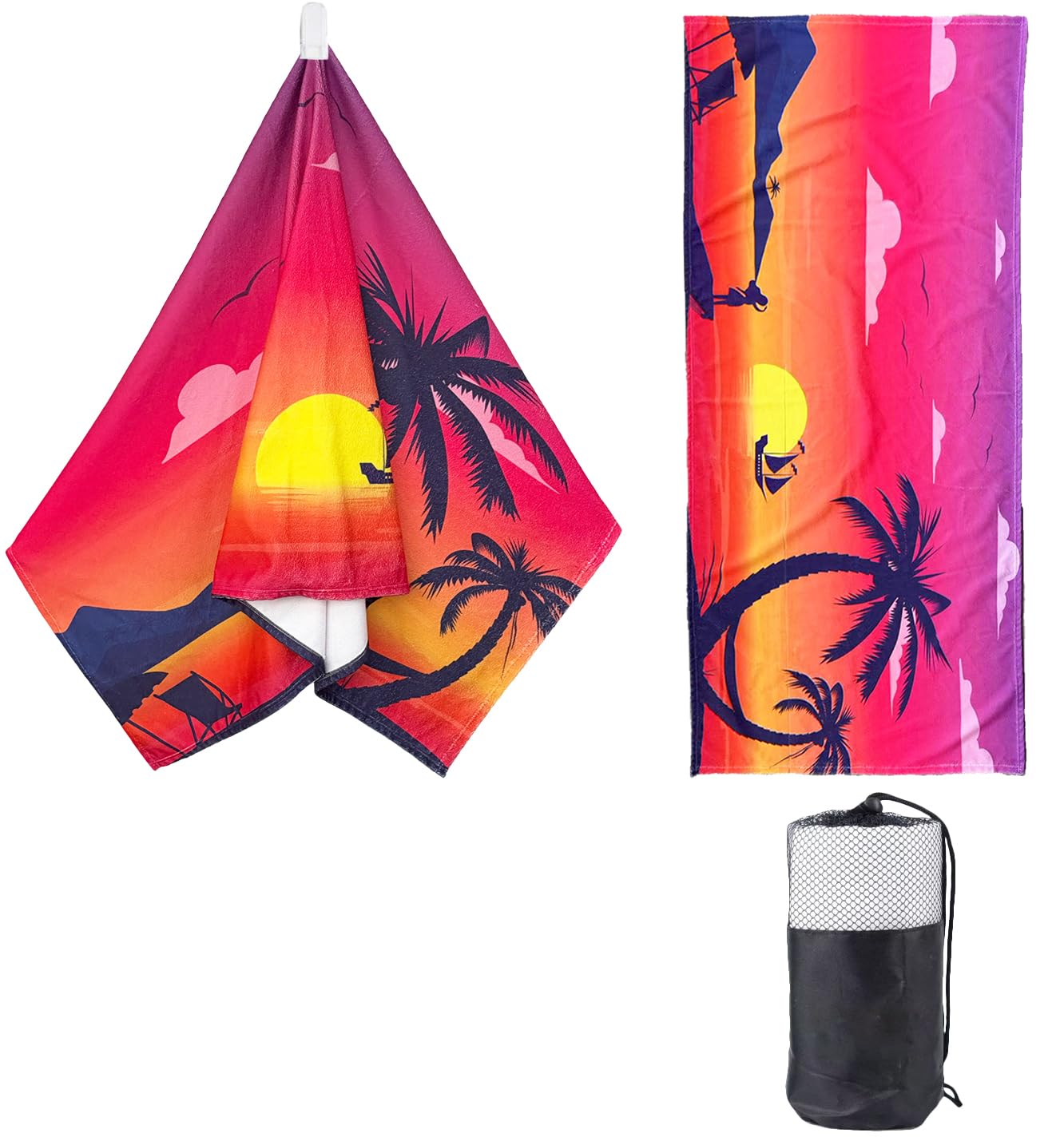 DJDEA Sommer Mikrofaser Strandtuch 80x180cm, Sandfrei & Schnelltrocknend, Weich Pflegeleicht Mit Aufbewahrungstasche, Für Strand Reise Sauna Yoga