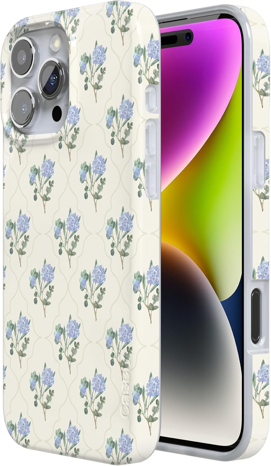 Casely iPhone 16 Pro Case | Vintage Garden | Blue Hydrangea | Compatible with MagSafe | Classic Ultra Slim Design