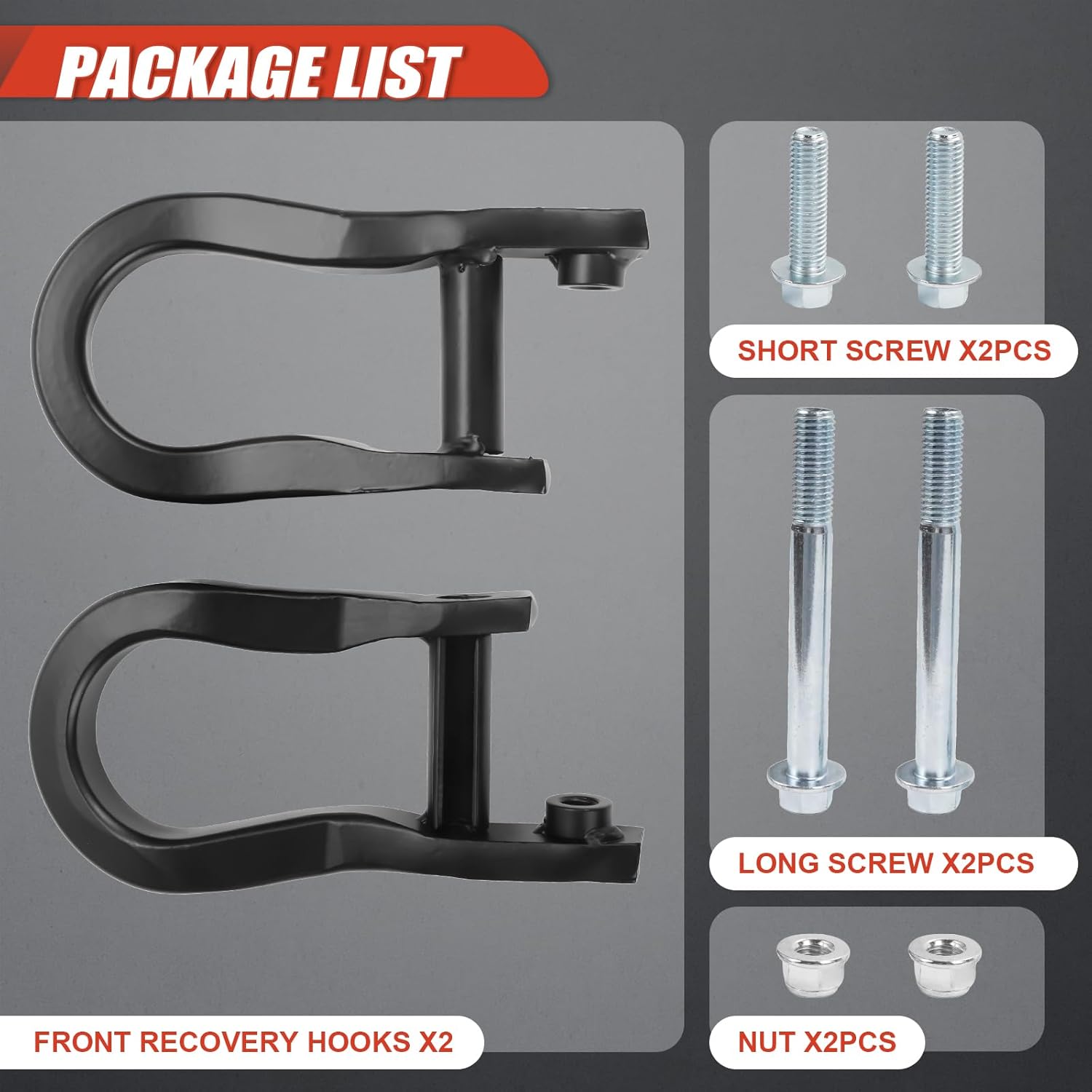 Front Tow Hooks Ring Compatible with Chevy Silverado GMC Sierra 1500 Front Lower Bumper Trailer Ring, 2Pcs, Replace 84072463 (Black)