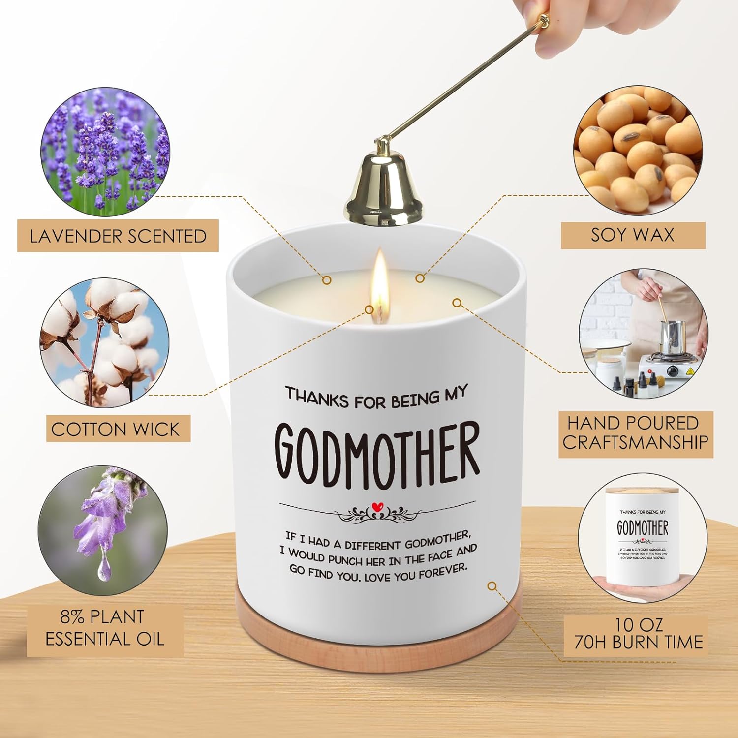 Godmother Gifts, 10OZ Funny Godmother Proposal Gift, Birthday Thank You Mother's Day Thanksgiving Gifts for Godmother from Godchild Goddaughter, Godson, Funny Scented Soy Candle - Image 3