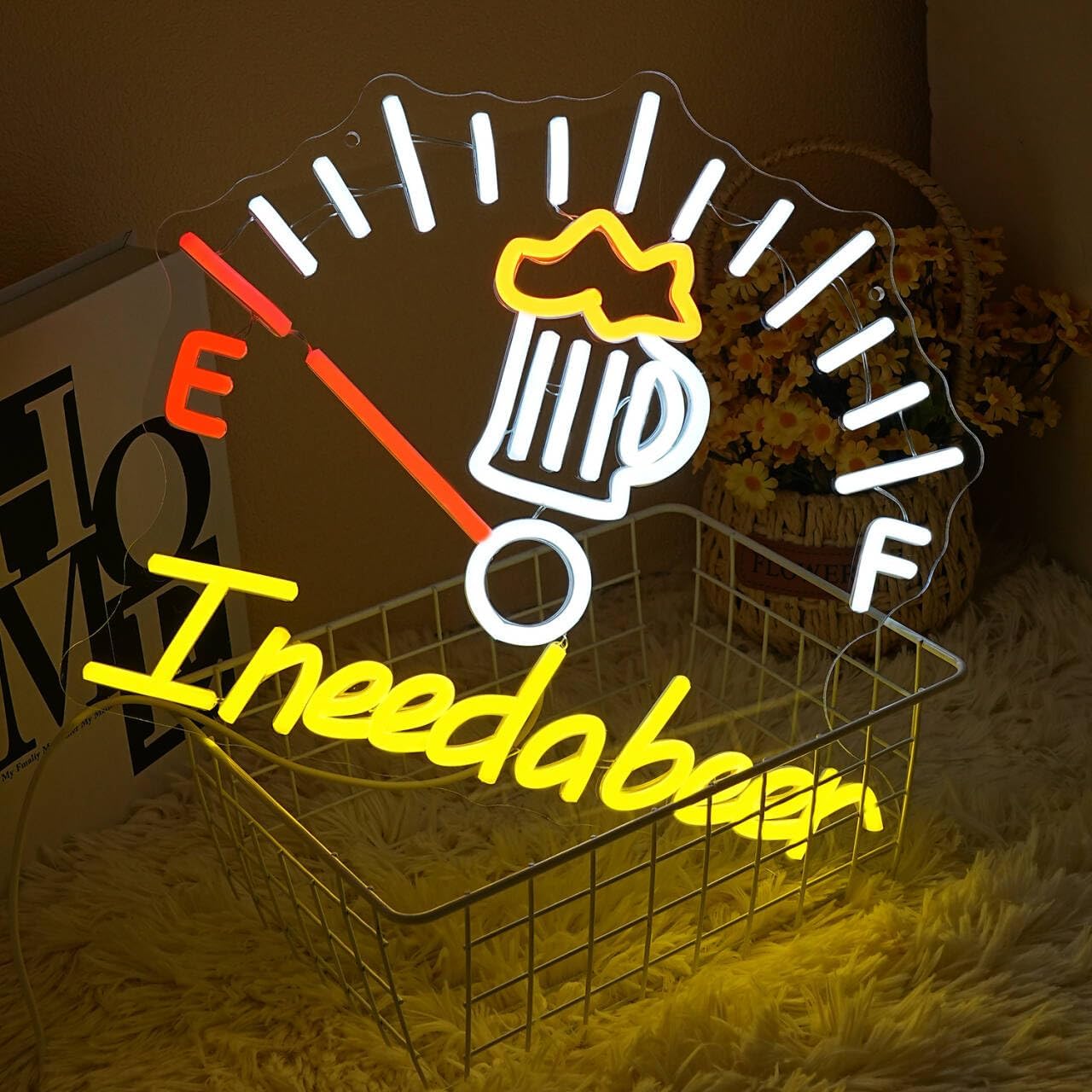 I Need A Beer Neon Sign for Wall Decor, Dimmable Beer LED Neon Light Bar Led Sign for Man Cave, USB Bar LED Light Signs for Bedroom Home Shop Restaurant Hotel Decoration
