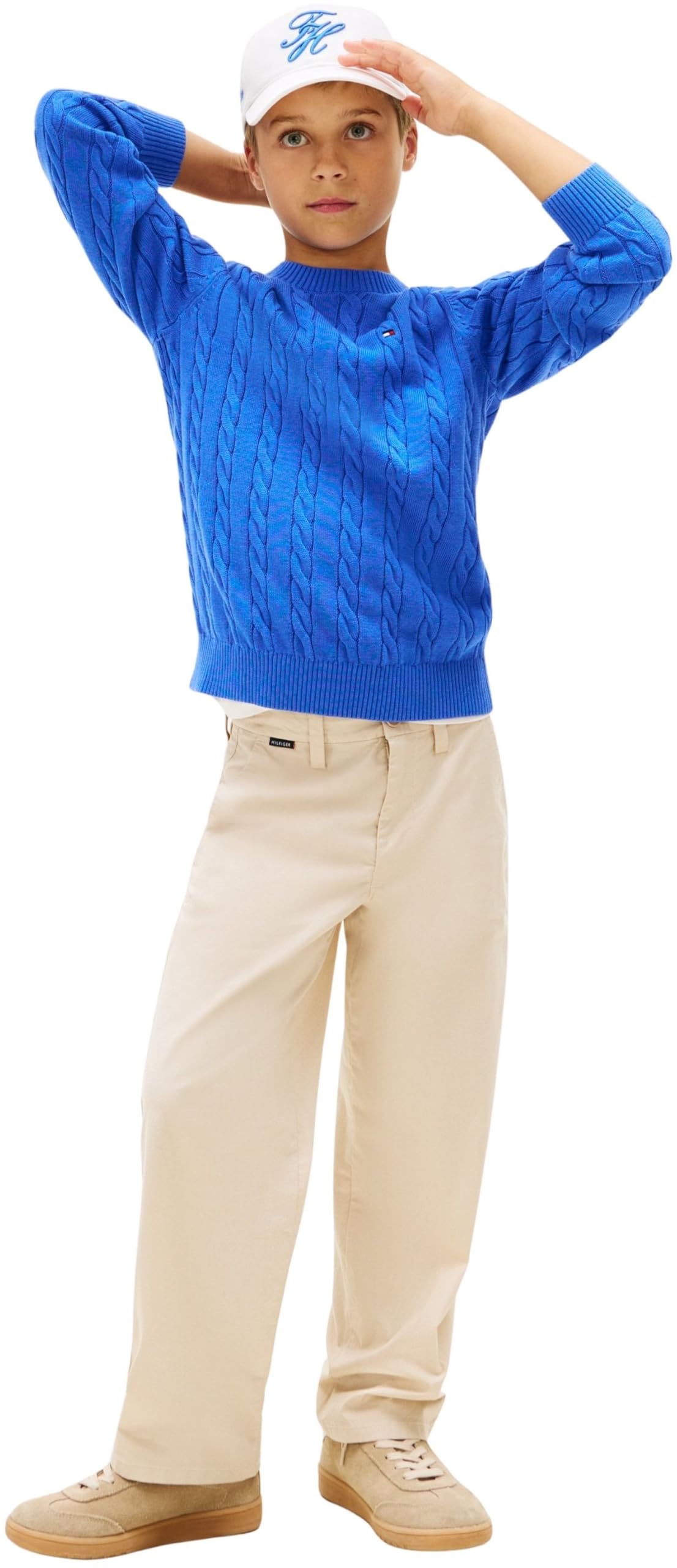 Tommy Hilfiger Cotton Cable Sweater Kb0kb09753 Maglioni Bambini e Ragazzi (Pacco da 1)