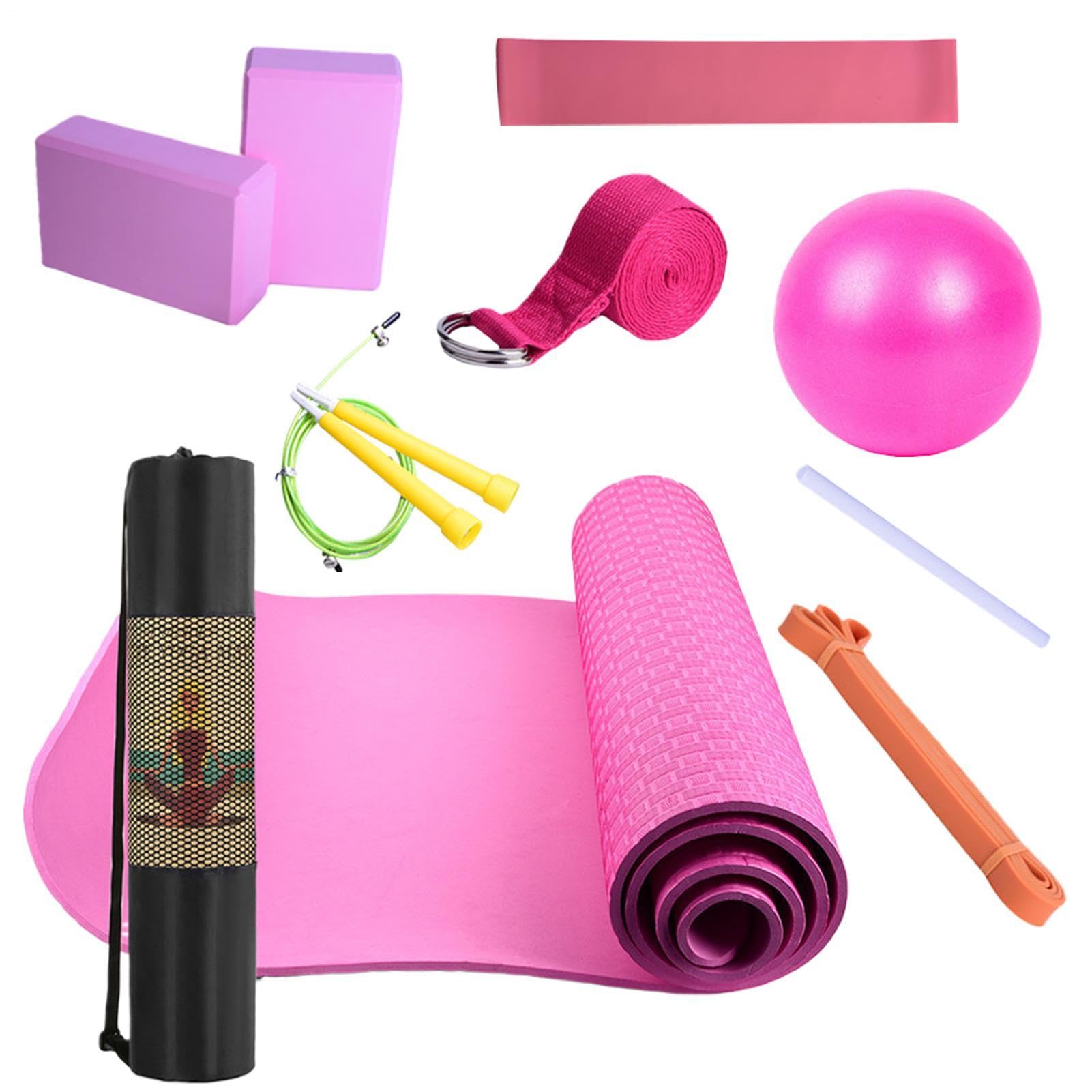 Kit da yoga per allenamento a casa, kit yoga MATTURA ESERIZIO CON BALL YOGA | Banda di resistenza portatile, attrezzatura da esercizio per la palestra di casa Pilates, stretching