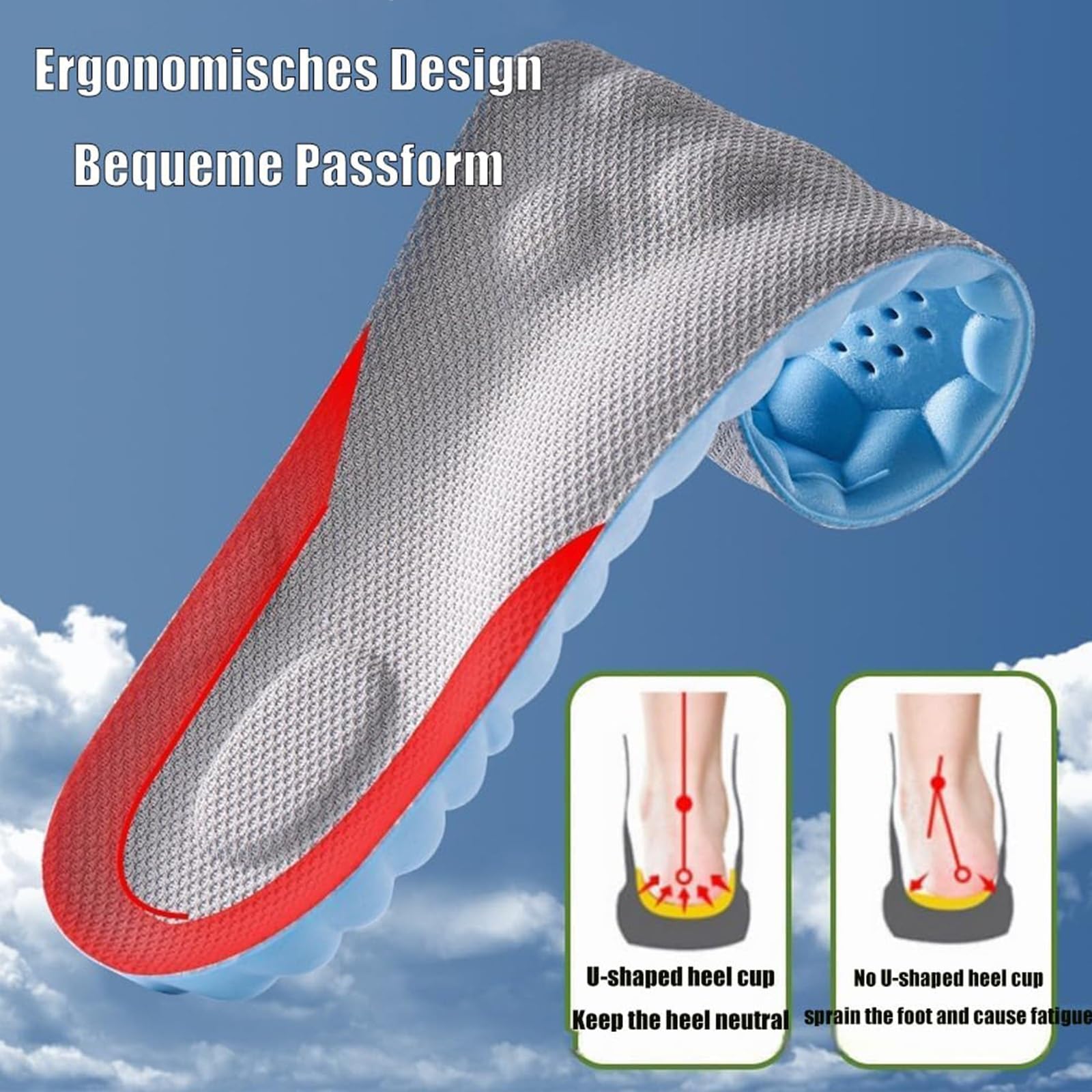 Stepry Einlegesohlen, Stepry - Komfort Einlegesohlen, 4D-Memory-Schaum Plantarfasziitis Einlagen mit Fußgewölbeunterstützung, Leicht & Atmungsaktiv, für Gehen ist Einfacher(B+B+B,41-42)