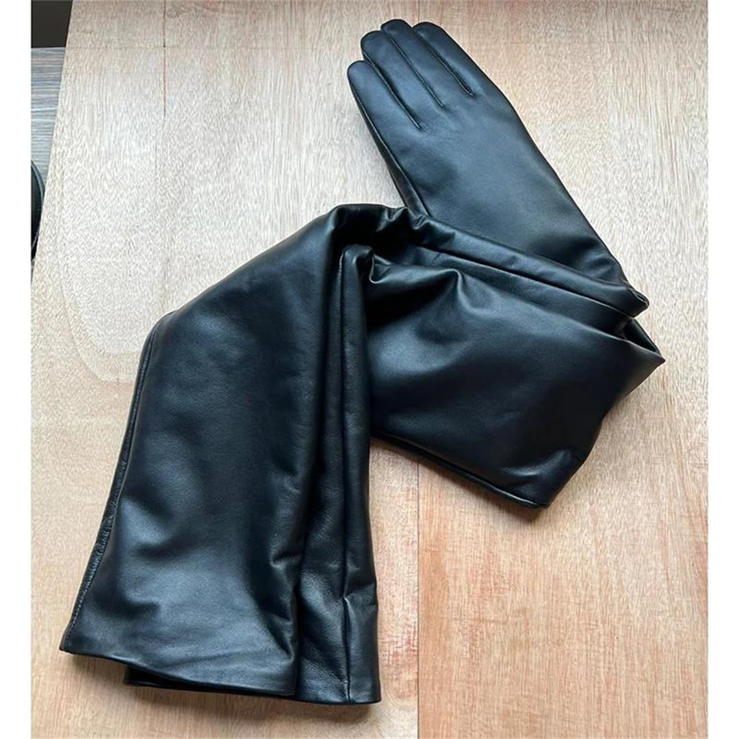 Kelsiop Damen Lange Schaffell Lederhandschuhe Motorrad-Stil Fleece Gefüttert Extra Dicke Warme Winterhandschuhe