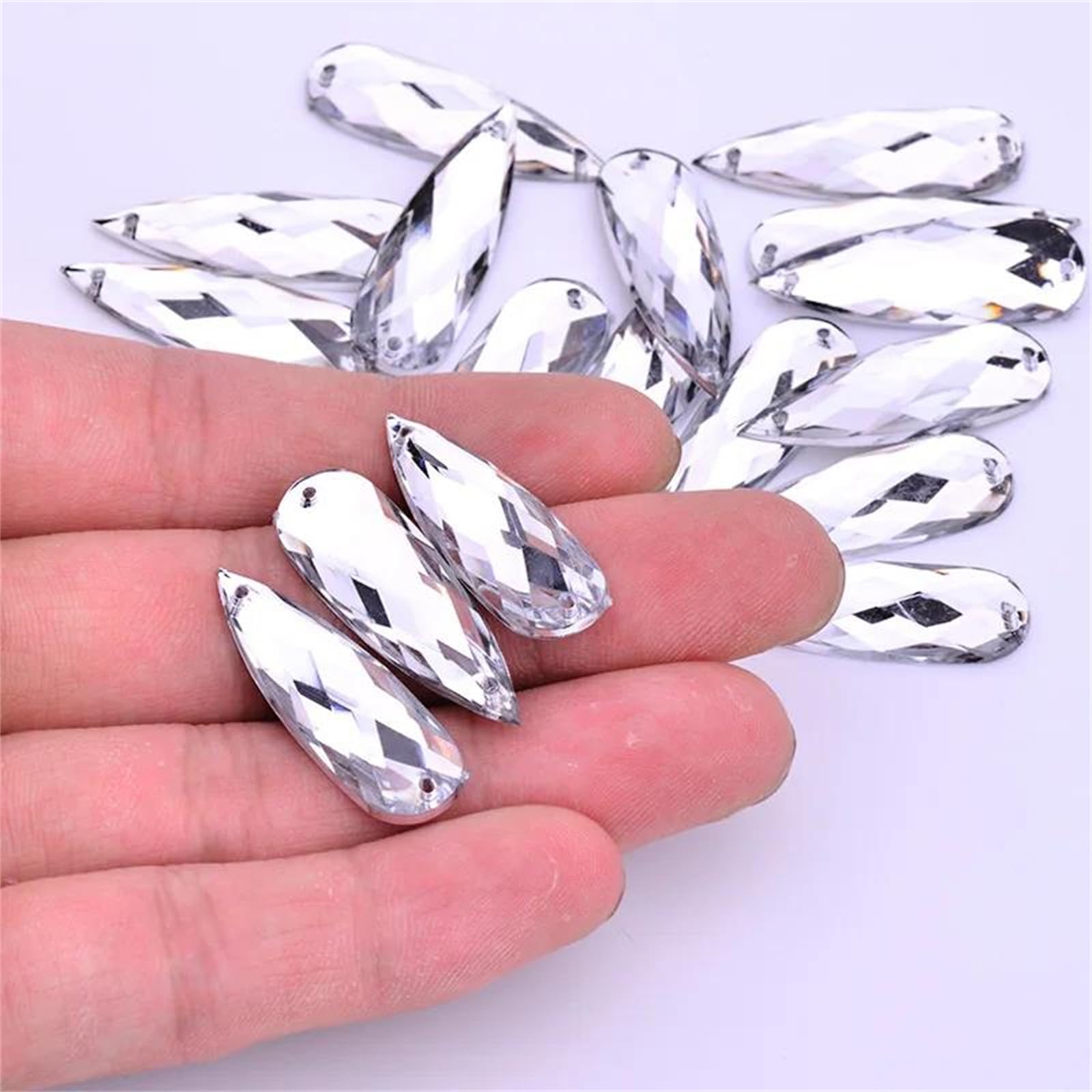 Vogrtcc 20 szt. 10 x 30 mm mieszanka kolorów łezka płaski tył akryl przyszywane stras szycie kryształowe kamienie kamienie klejnoty na ubrania torby robótki ręczne