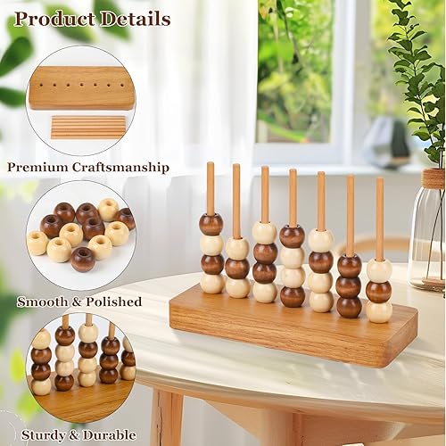 Miniatura 2 de Juego de 4 en fila de madera  4 juegos de estrategia clásicos para adultos y niños, cuatro conectan el mismo color seguido, juegos de viaje