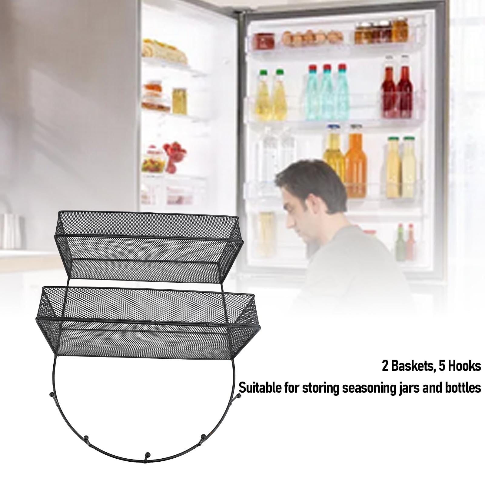 Bewinner Estante Lateral para Refrigerador, Diseño de 2 Niveles