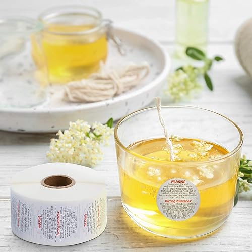 Miniatura 6 de 1000 calcomanías para envases de velas de 1.5 pulgadas, etiquetas de seguridad para velas, calcomanías de advertencia para hacer velas, bricolaje