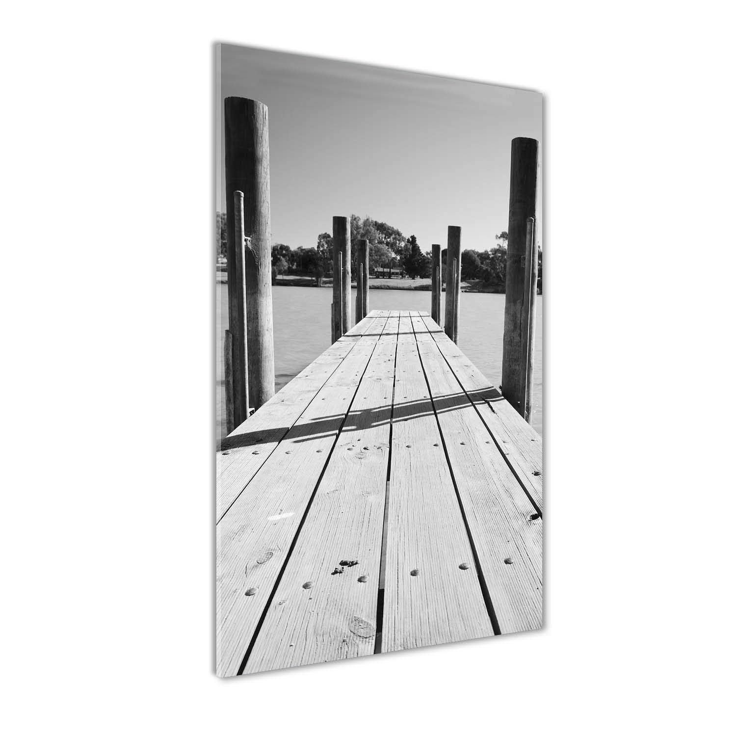 Peinture sur verre trempé 70x140cm jetée en bois tableau mural image