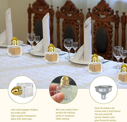 Miniatura 3 de 24 mini saleros y pimenteros con herramienta de embudo de 0.5 onzas, mini tarros de condimentos de vidrio para cocina, restaurante, viajes, hogar,