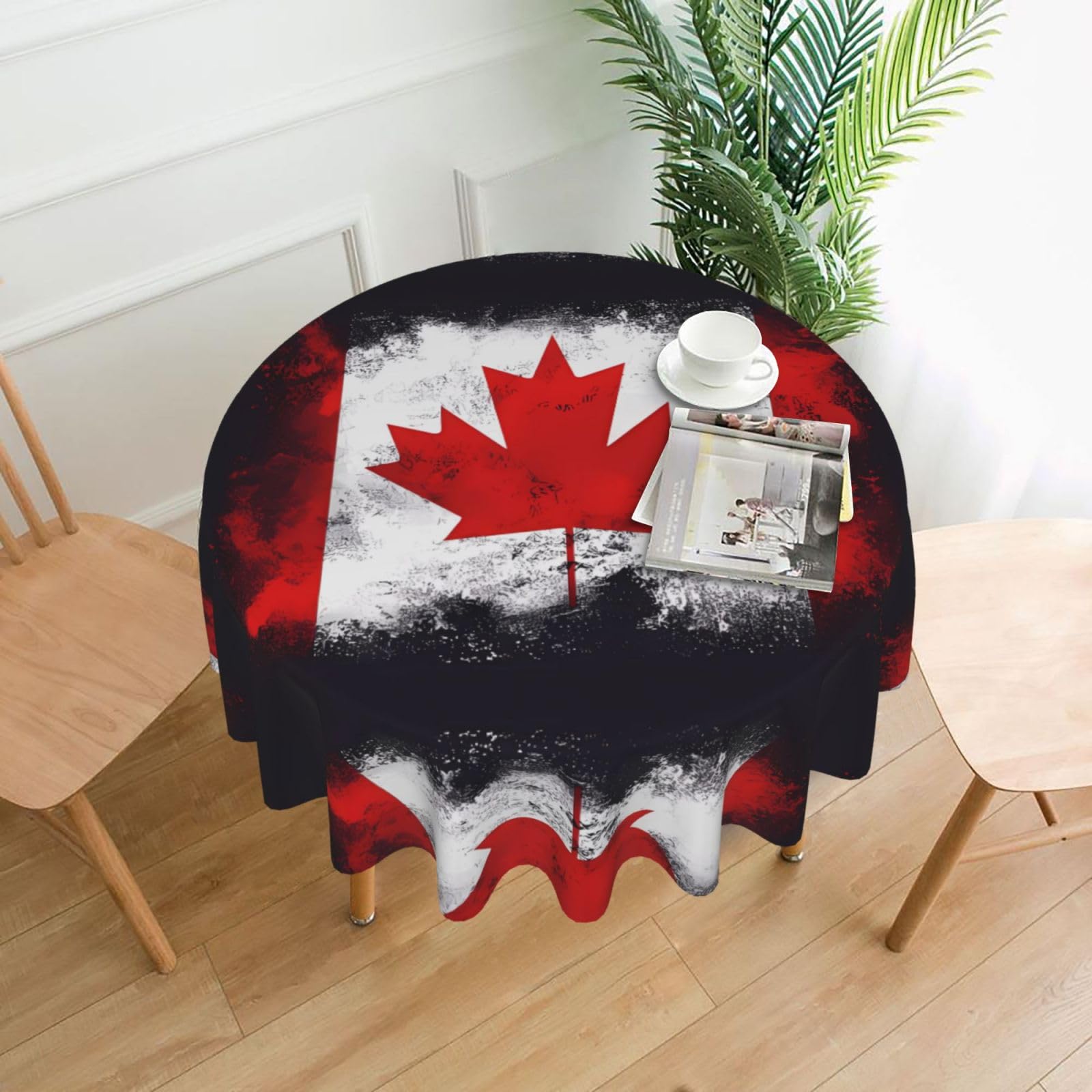 MROWYC Canadian flag Printed Practical Round Tablecloth, Durable, Suitable for Home, Restaurant, Hotel, Gathering, and Decorative Table Covers