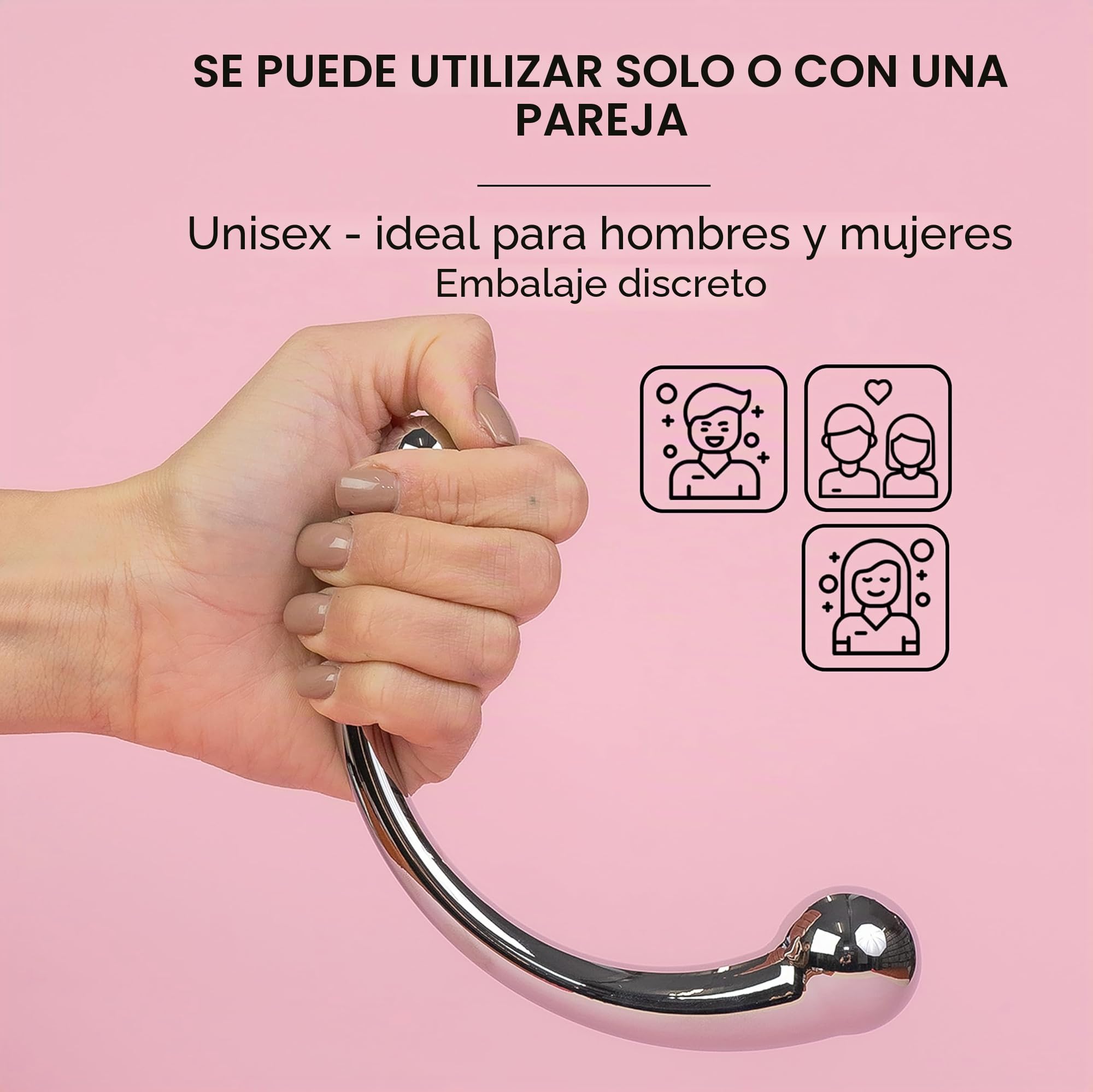 Consolador doble plug anal metal 20cm. Consolador de próstata, consolador doble para hombres y mujeres consolador tapón anal juguete sexual de acero consolador anal plateado metal, 510 g A110L