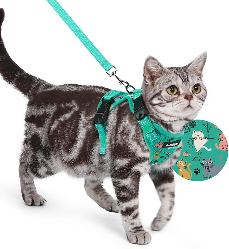 Peitoral para Gatos com Guia, Ajustável e com Fivela no Pescoço rabbitgoo Kitty Grove