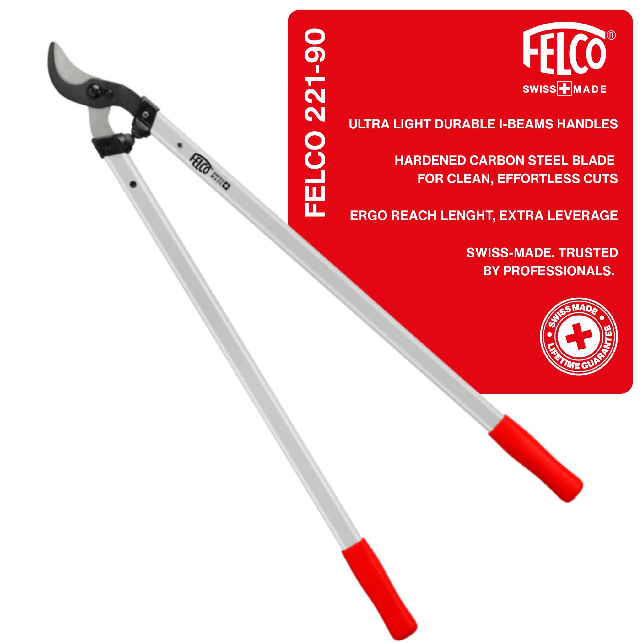 FELCO 221-90 Tijeras de podar de dos manos con 90 cm de longitud total, cabeza de corte tirante