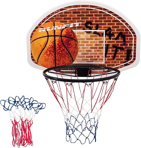 Giantex Aro de baloncesto para puerta, tablero de baloncesto colgante de 29 x 20 pulgadas con red, aro de baloncesto para interiores y exteriores,