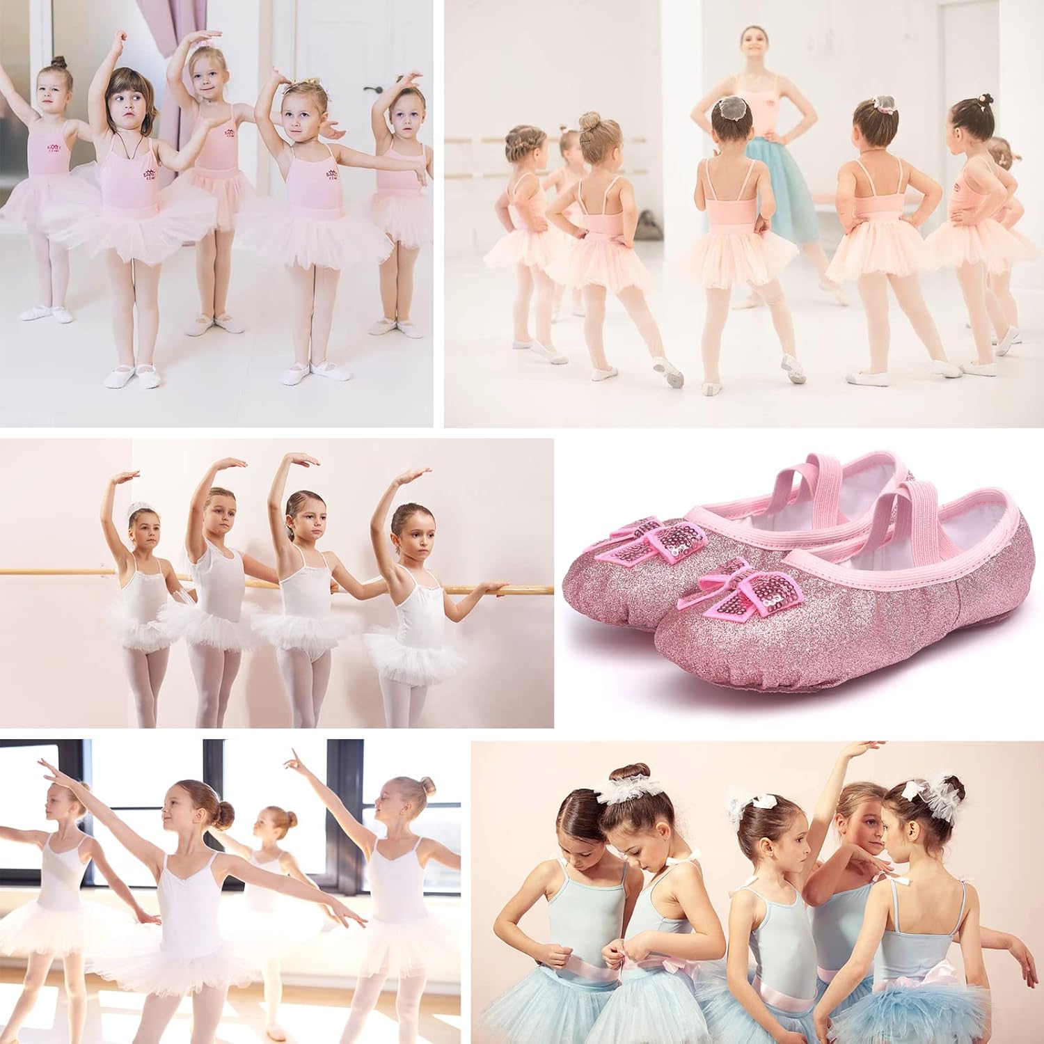 Girls Ballet Shoes Glitter Split-Sole Dance Slippers Toddler Kid Practice Shoes Flats Soft Lightweight with Elastic Laces for Performance Gymnastics Yoga - Image 7